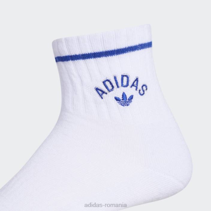 Adidas șosete albe de sferturi noi de pregătire 3 perechi bărbați alb/albastru/verde 2JBN21754
