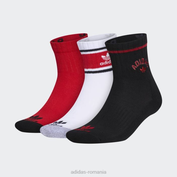 Adidas șosete noi prep quarter 3 perechi negri bărbați negru/stacojiu/alb 2JBN21775