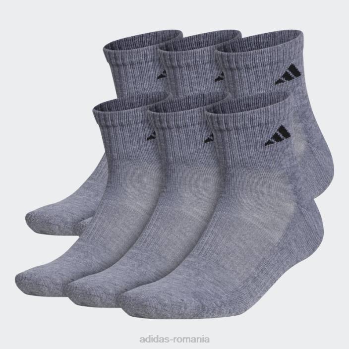 Adidas șosete sferturi cu perne atletice gri mediu 6 perechi adidas bărbați gri mediu 2JBN21807