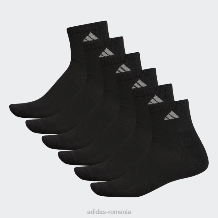 Adidas șosete sferturi cu perne atletice negre 6 perechi xl bărbați negru 2JBN21808