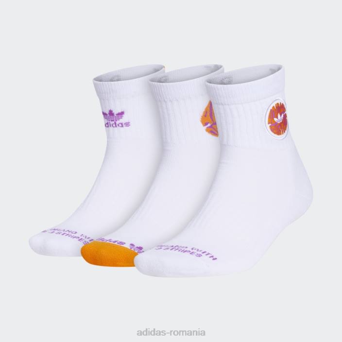 Adidas șosete sferturi spiralate 3 perechi albi bărbați alb/roz/portocaliu 2JBN21769