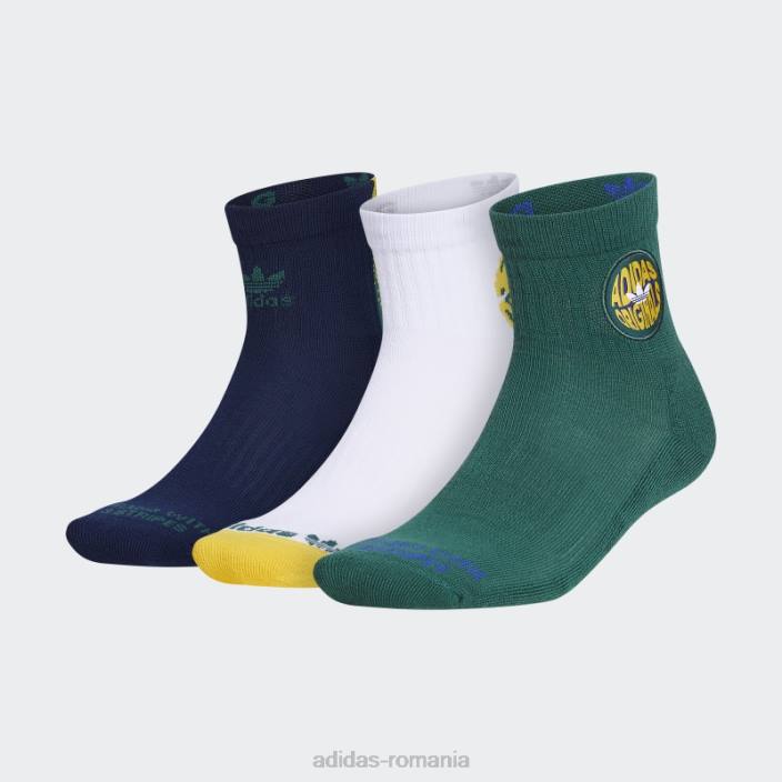 Adidas șosete sferturi spirale verzi 3 perechi adidas bărbați verde/noapte indigo/alb 2JBN21753