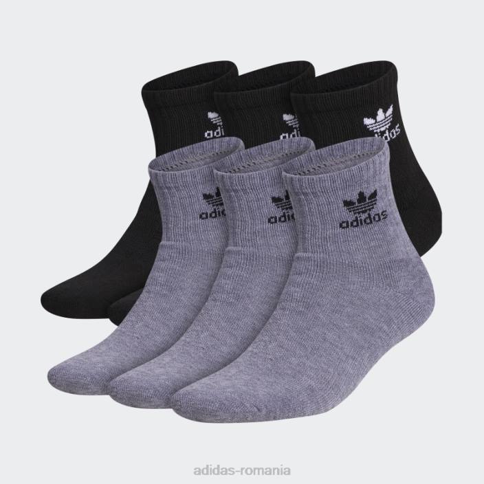 Adidas șosete sferturi trefoil 6 perechi gri mediu bărbați gri mediu 2JBN21751