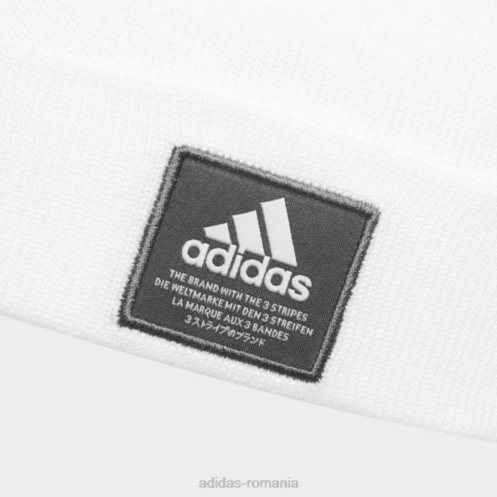 Adidas beanie albă cu manșetă cu amplificator bărbați alb/gri 2JBN21670
