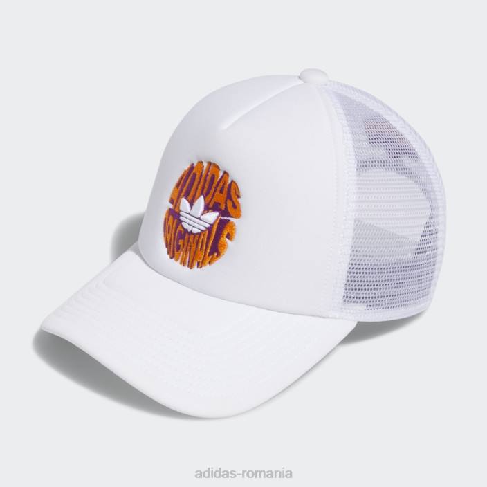 Adidas pălărie albă de camioner cu spirală adidas bărbați alb/portocaliu/roz 2JBN21645
