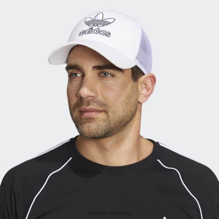 Adidas pălărie trucker albă structurată bărbați alb negru 2JBN21644