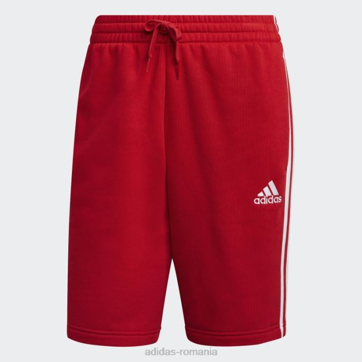 Adidas essentials fleece pantaloni scurți cu 3 dungi stacojiu bărbați stacojiu/alb 2JBN21013