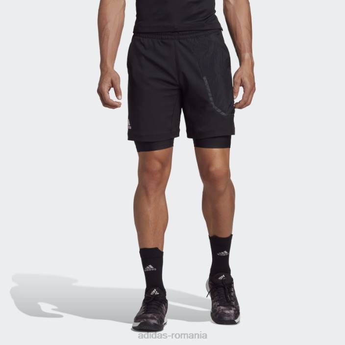 Adidas pantaloni scurți 2 în 1 serie us tenis negru bărbați negru 2JBN21038