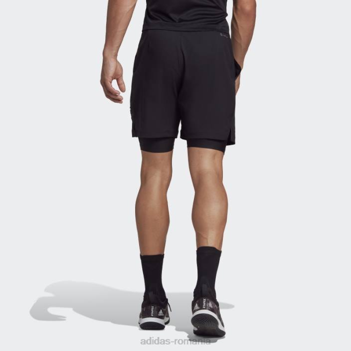 Adidas pantaloni scurți 2 în 1 serie us tenis negru bărbați negru 2JBN21038