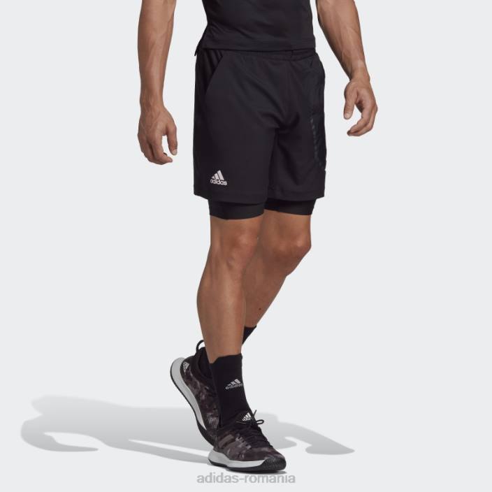 Adidas pantaloni scurți 2 în 1 serie us tenis negru bărbați negru 2JBN21038