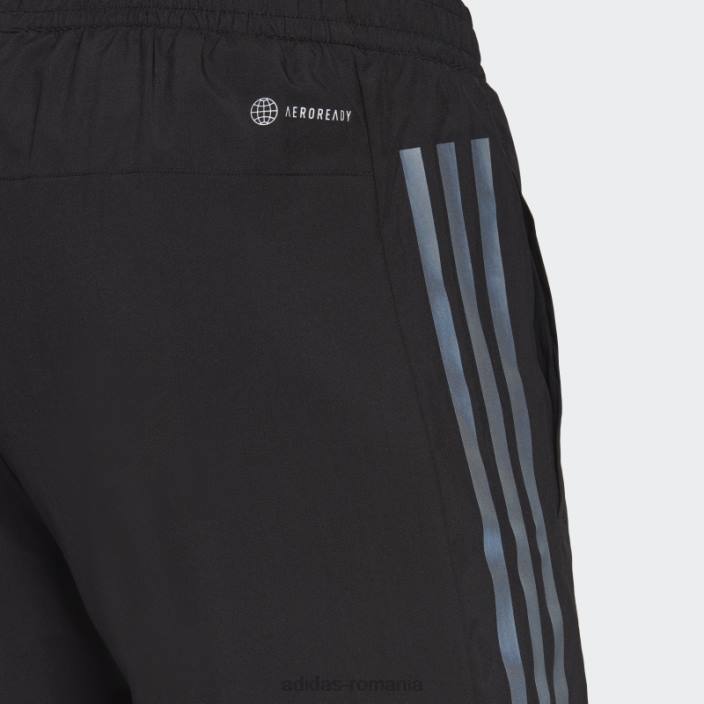 Adidas pantaloni scurți cu 3 dungi reflectorizanți, iconițe negre ale alergării bărbați negru 2JBN21059