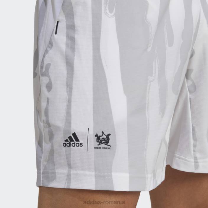 Adidas pantaloni scurți grafic tenis new york alb bărbați alb/argintiu 2JBN21007