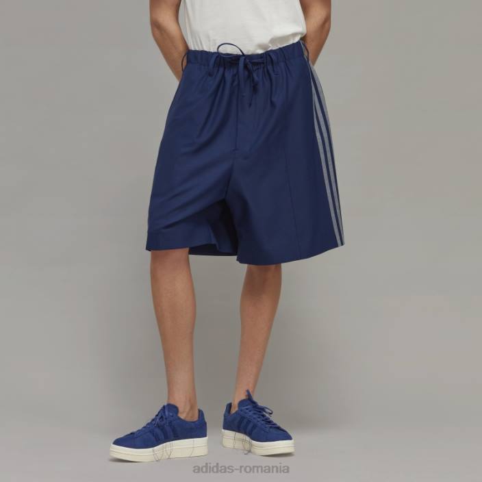 Adidas y-3 Pantaloni scurți croiți din lână rafinată cu 3 dungi bărbați2JBN6904