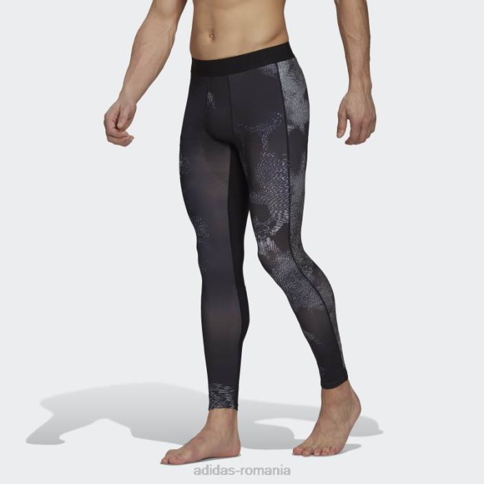 Adidas colanti lungi de antrenament techfit allover print multicolor bărbați multicolor/argintiu/gri/negru 2JBN21295