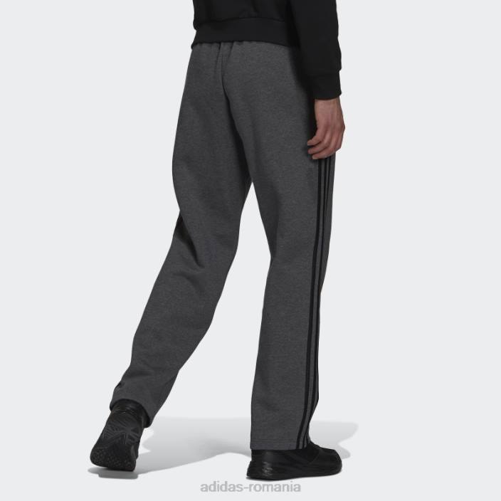 Adidas gri închis heather essentials fleece tiv deschis pantaloni cu 3 dungi adidas bărbați gri închis negru/negru 2JBN21165