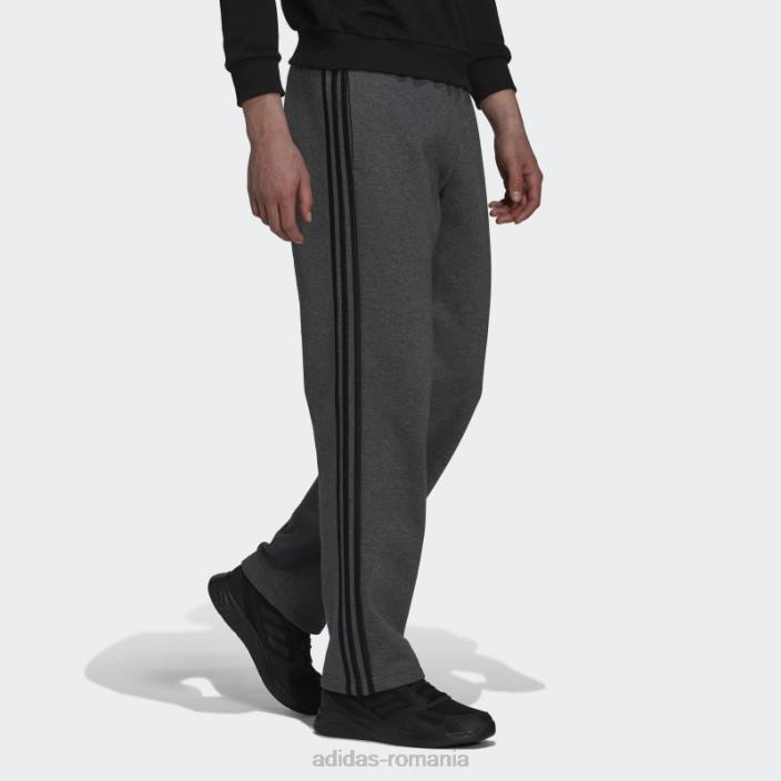 Adidas gri închis heather essentials fleece tiv deschis pantaloni cu 3 dungi adidas bărbați gri închis negru/negru 2JBN21165