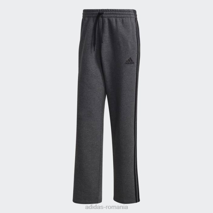 Adidas gri închis heather essentials fleece tiv deschis pantaloni cu 3 dungi adidas bărbați gri închis negru/negru 2JBN21165
