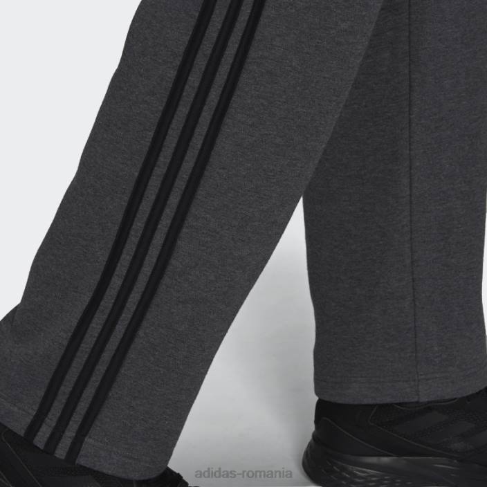 Adidas gri închis heather essentials fleece tiv deschis pantaloni cu 3 dungi adidas bărbați gri închis negru/negru 2JBN21165
