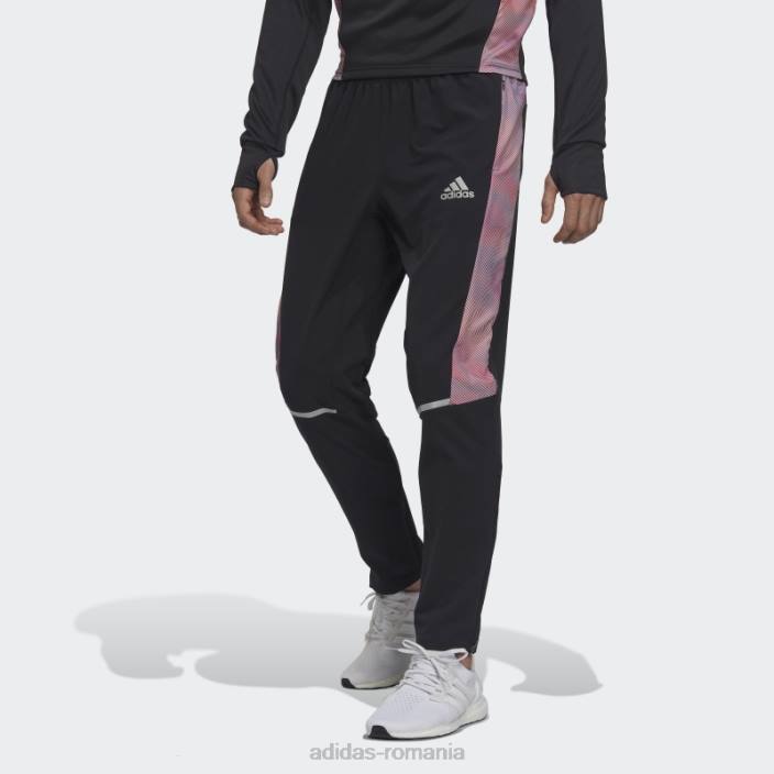 Adidas negru deține pantaloni colorblock run bărbați negru/multicolor/portocaliu 2JBN21221