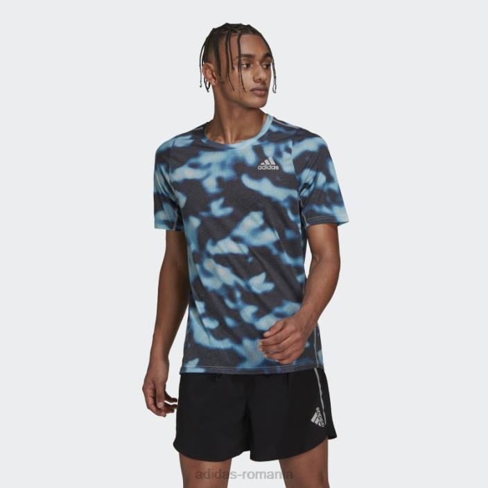 Adidas Tricou cu imprimeu peste tot cu 3 bare cu iconițe de alergare multicolore bărbați multicolor/albastru/cerneală 2JBN14854