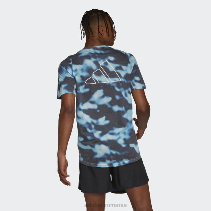 Adidas Tricou cu imprimeu peste tot cu 3 bare cu iconițe de alergare multicolore bărbați multicolor/albastru/cerneală 2JBN14854