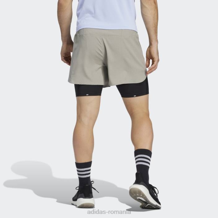 Adidas conceput pentru a alerga pantaloni scurți 2-în-1 pebble argintiu bărbați pietricica de argint 2JBN13334