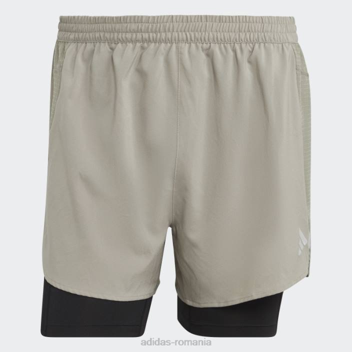 Adidas conceput pentru a alerga pantaloni scurți 2-în-1 pebble argintiu bărbați pietricica de argint 2JBN13334