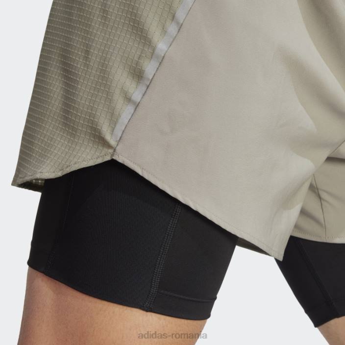 Adidas conceput pentru a alerga pantaloni scurți 2-în-1 pebble argintiu bărbați pietricica de argint 2JBN13334