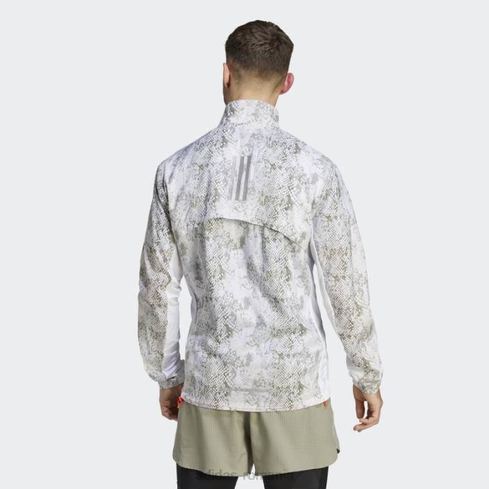 Adidas geacă maraton cu imprimeu peste tot alb bărbați alb/aluminiu/argintiu/măsliniu 2JBN4897