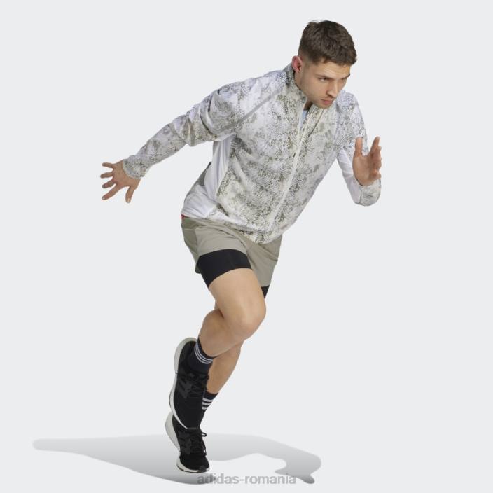 Adidas geacă maraton cu imprimeu peste tot alb bărbați alb/aluminiu/argintiu/măsliniu 2JBN4897