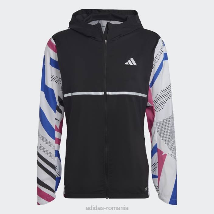 Adidas jachetă de sezon negru propriu-zisă adidas bărbați negru/alb/fucsia/albastru 2JBN5715