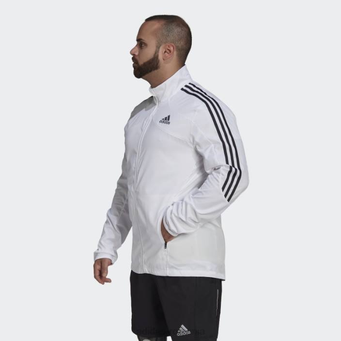 Adidas jachetă maraton 3 dungi albă bărbați alb negru 2JBN14995