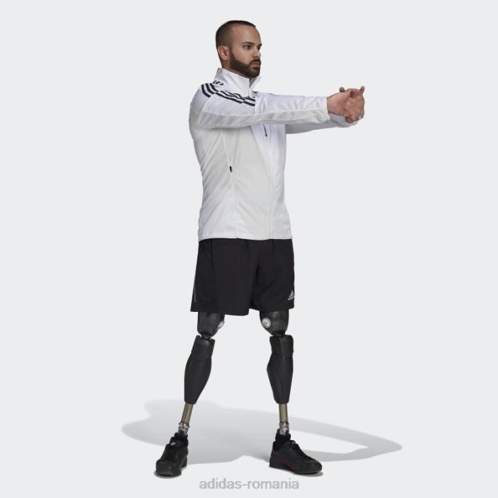 Adidas jachetă maraton 3 dungi albă bărbați alb negru 2JBN14995