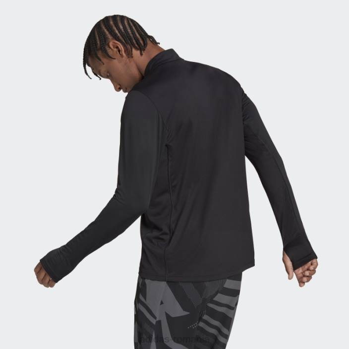 Adidas negru deține tricou cu fermoar 1/2 bărbați negru 2JBN893