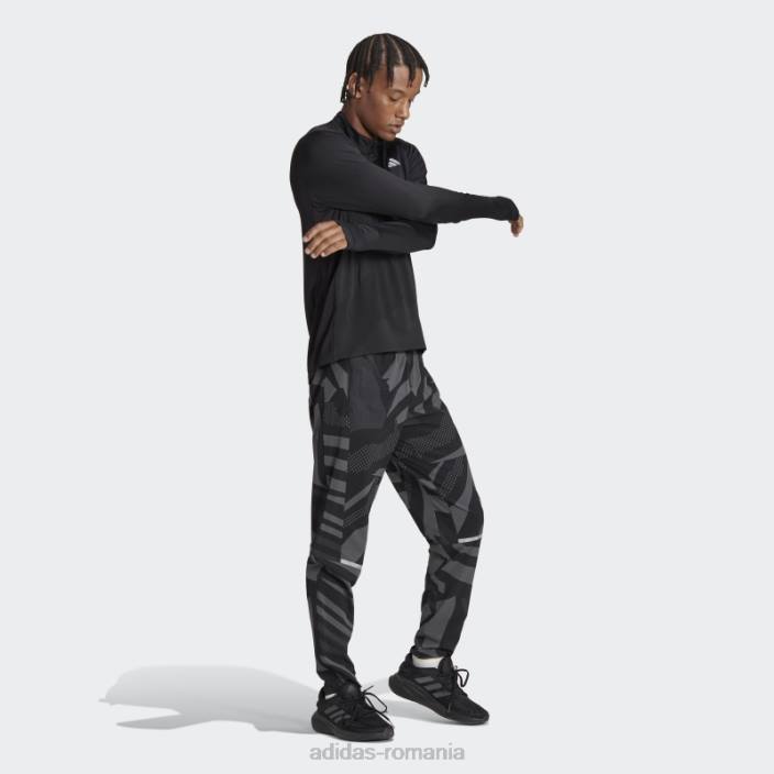 Adidas negru deține tricou cu fermoar jumătate bărbați negru 2JBN6173