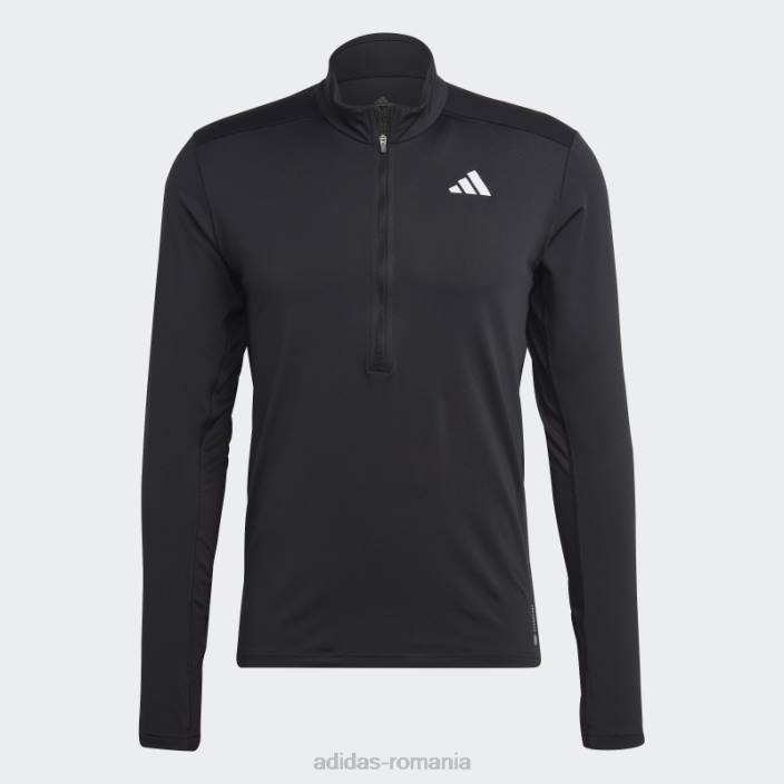 Adidas negru deține tricou cu fermoar jumătate bărbați negru 2JBN6173