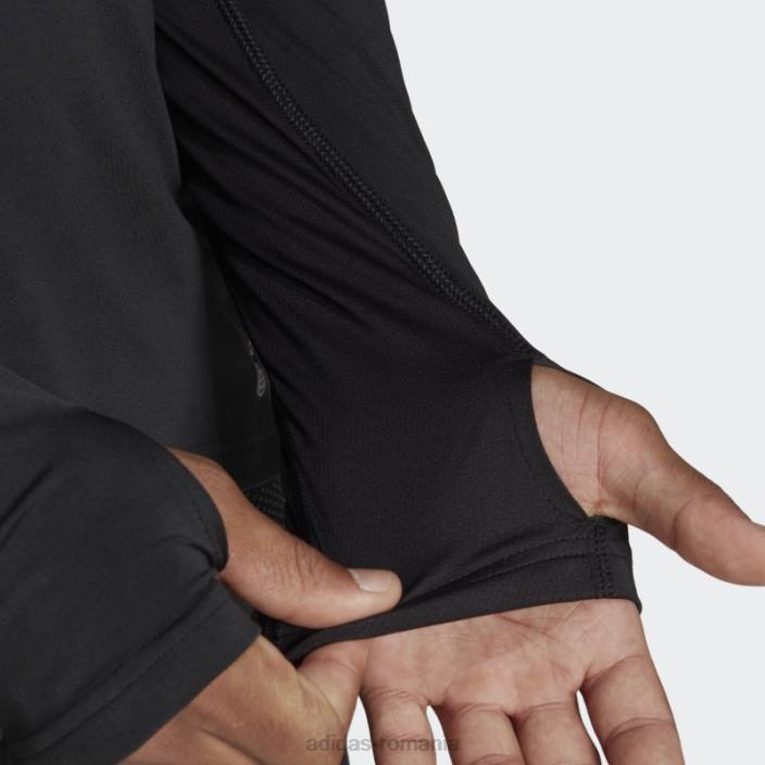 Adidas negru deține tricou cu fermoar jumătate bărbați negru 2JBN6173