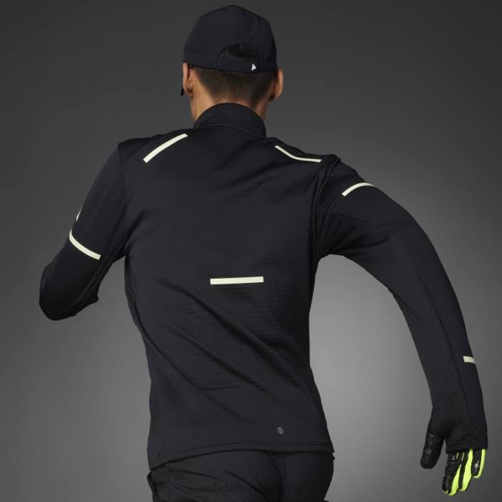 Adidas negru x-city reflect noaptea top cu mânecă lungă cu fermoar jumătate bărbați negru 2JBN13871
