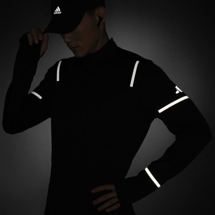 Adidas negru x-city reflect noaptea top cu mânecă lungă cu fermoar jumătate bărbați negru 2JBN13871