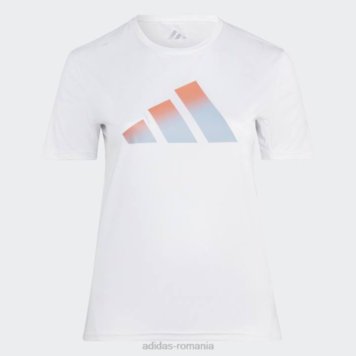 Adidas tricou cu logo cu 3 bare cu icoane albe ale alergării bărbați alb 2JBN14098