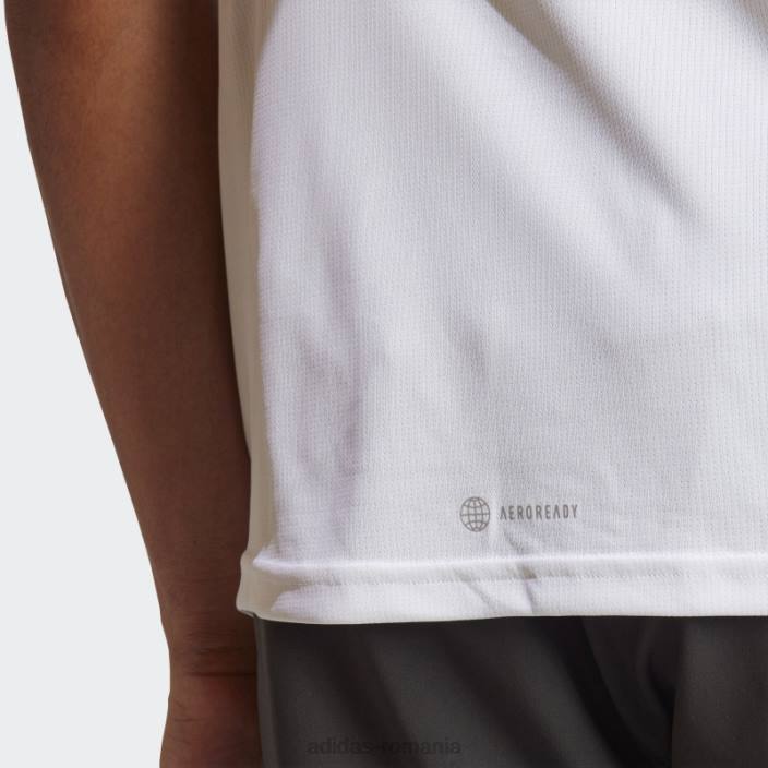 Adidas tricou cu logo cu 3 bare cu icoane albe ale alergării bărbați alb 2JBN14098