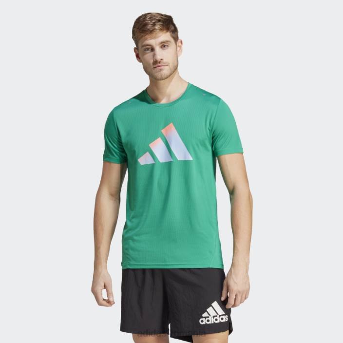 Adidas tricou cu logo-ul cu 3 bare court green run icons bărbați verde curte 2JBN6346