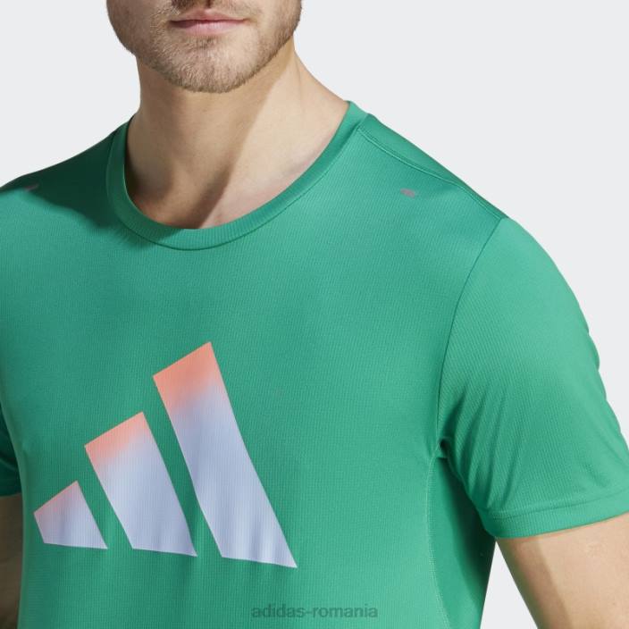 Adidas tricou cu logo-ul cu 3 bare court green run icons bărbați verde curte 2JBN6346