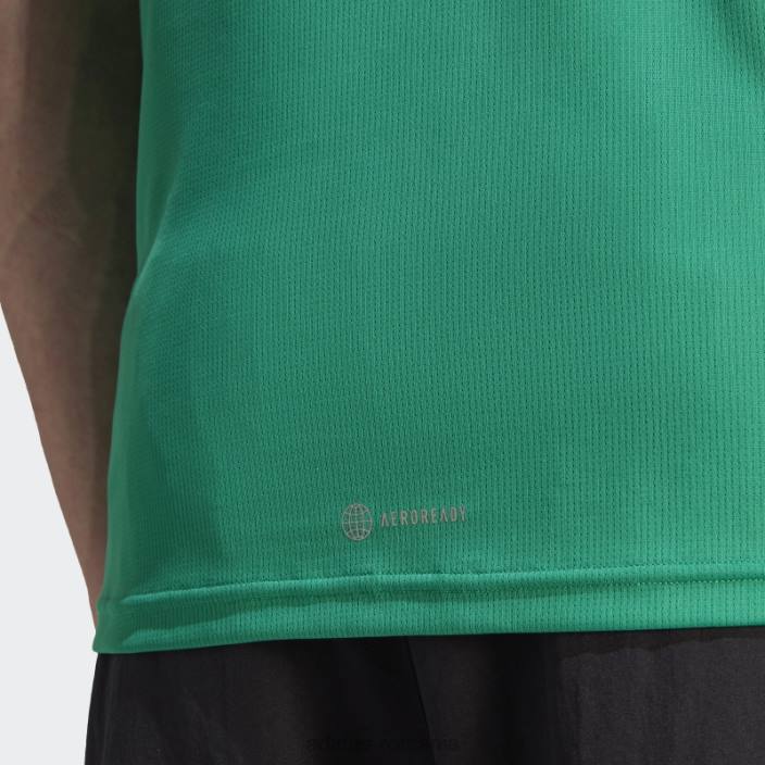 Adidas tricou cu logo-ul cu 3 bare court green run icons bărbați verde curte 2JBN6346