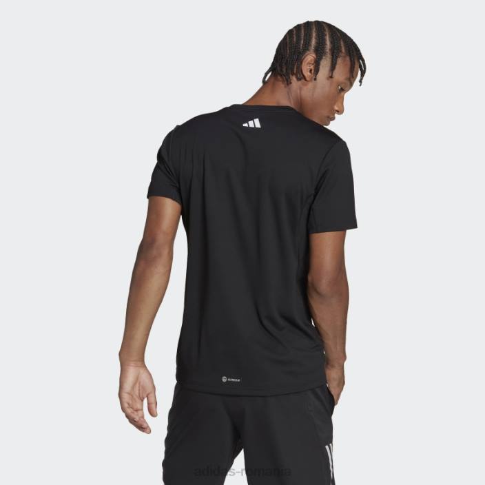 Adidas tricou cu logo-ul negru cu icoane ale alergării cu 3 bare adidas bărbați negru 2JBN14319