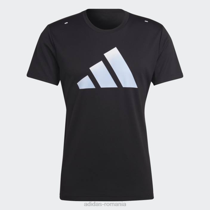 Adidas tricou cu logo-ul negru cu icoane ale alergării cu 3 bare adidas bărbați negru 2JBN14319