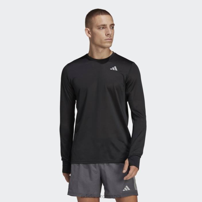 Adidas tricou cu mânecă lungă own the run negru fierbinte bărbați negru 2JBN6484