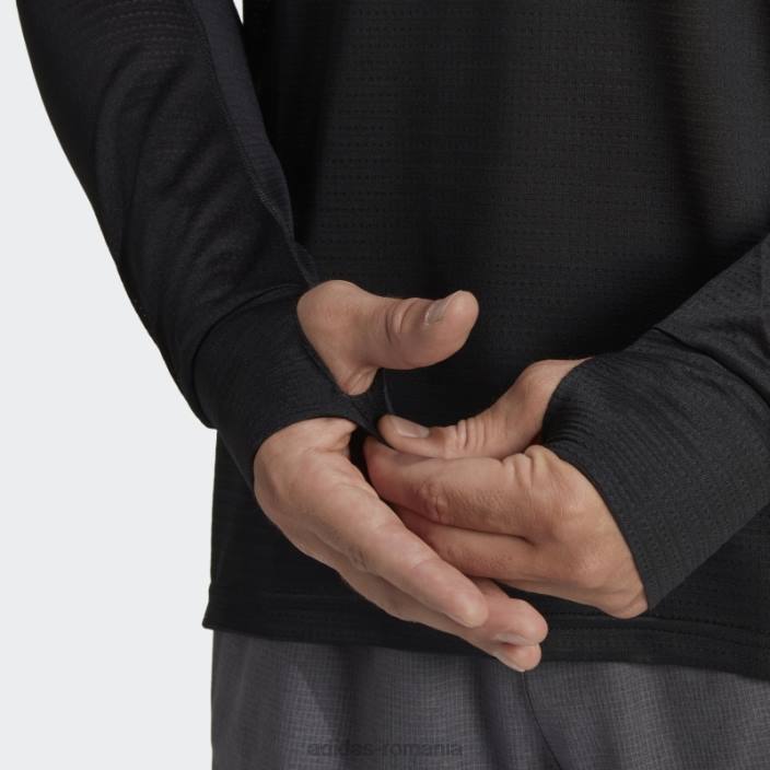 Adidas tricou cu mânecă lungă own the run negru fierbinte bărbați negru 2JBN6484