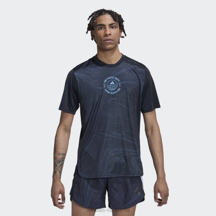 Adidas tricou negru conceput pentru alergarea pentru oceane bărbați negru/albastru 2JBN14641