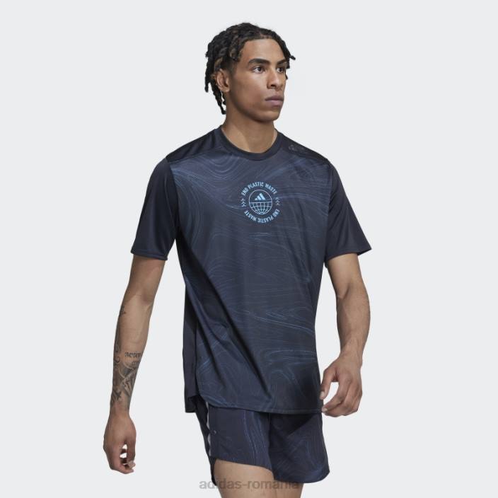 Adidas tricou negru conceput pentru alergarea pentru oceane bărbați negru/albastru 2JBN14641